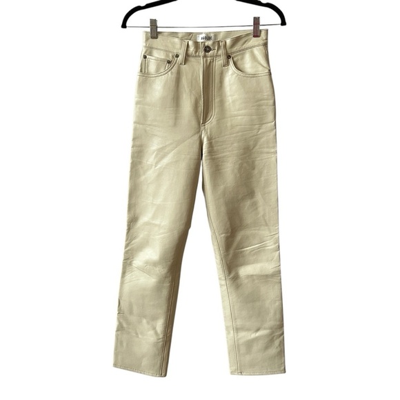 AGOLDE JEANS 24 RECYCLED LEATHER BLD POWDER IVORY STRAIGHT LEG CHIC PINCH WAIST - Picture 2 of 12